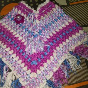 Multi Wool Handknit Kids Winter Poncho