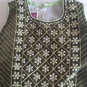 Olive Green Kids Choli...