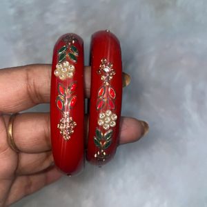 Antique Red Lehthi Rajasthani Bangles