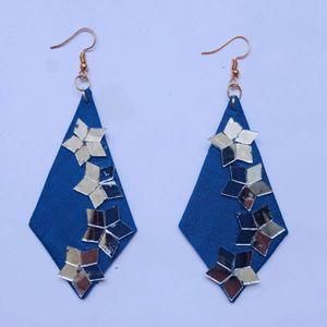 handmade fabric earrings with mirror work