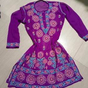 Purple Chikankari Kurti For Navratri 🎉🎊