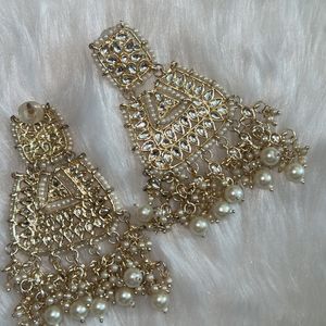 White Traditional Heavy Earrings