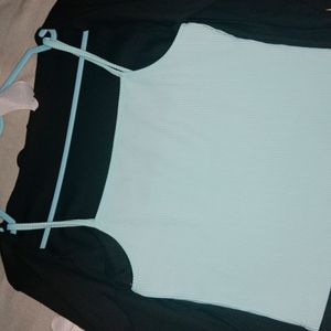 Set Of Tie up Cardigan & cyan top