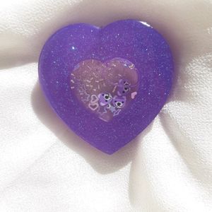 Purple Heart Shaker Keychain