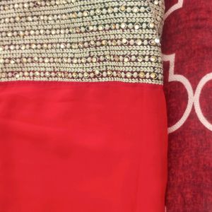 Cherry Red Saree