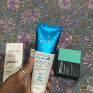 Dermina Acne  New Sunscreen, Facewash ,serum
