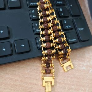 Gold plated 5 Mukhi Rudraksha Bracelet