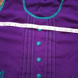 Purple embroided georgette tunic