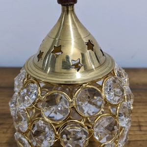 Brass & Crystal Candle Holder