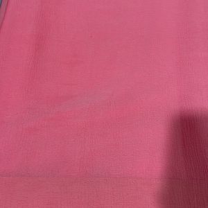 Rose Pink Saree With Golden Blouse Bead Work