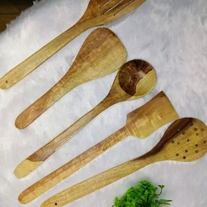 Handmade Wooden Serving Cooking Spoon Kitchen Set