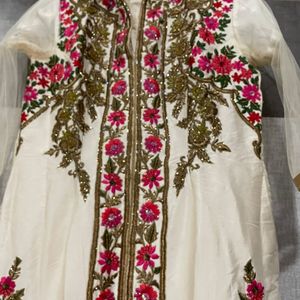 Ivory Dress Wid Multi Handwork