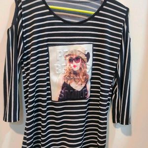 Black white stripes top