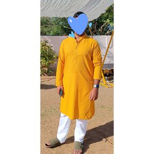 Mens Ethnic Haldi Wear Mustard Yellow Kurta