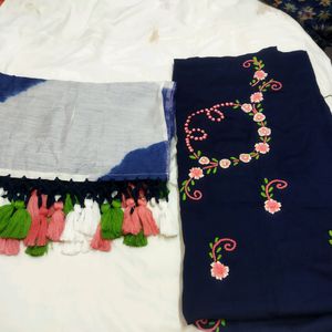 Hand Embroidery Top And Dupatta Unstich