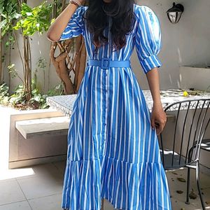 Alamode Label Blue Striped Dress