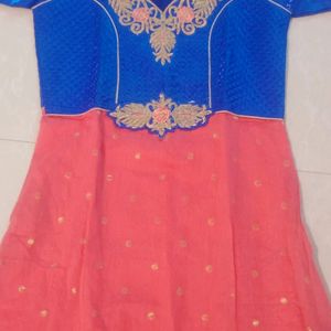 New No Used Blue And coral Colour Gown
