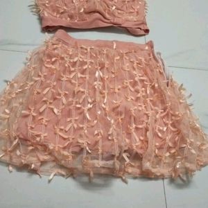 Party Wear Cute Light Pink Colour Top Skirt S