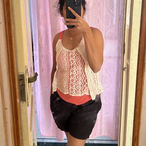 Sexy Pink N White Combo Spaghetti Top For Summer