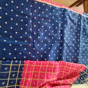 New Pink And Blue Printed Saree