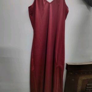 Red slit cut dress