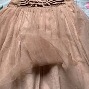 Nude Puffy Net Skirt