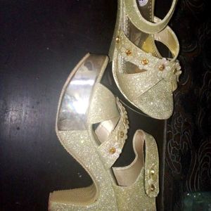 Golden High Heel Sandals