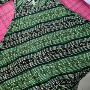 Anarkali Green Kurti