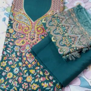 Dark Green Winter Pashmina Suit