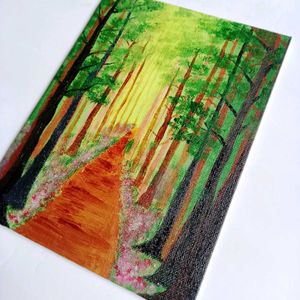 Green Forest View Hand-painted Painting