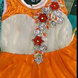 Orange Cute Frock For Girls Age 2-4 Years