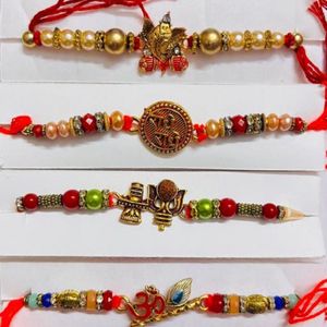 HKF AUSPICIOUS 4 Pcs Rakhi Combo