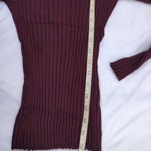 Hooked Up Wine Colour Ribbed Top