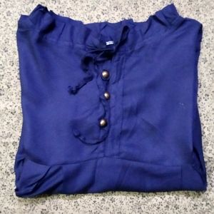 Flair Bell Sleeves Navy Blue Short Top