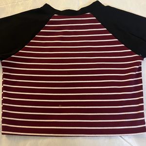 Striped Red Full Sleeve Crop Top