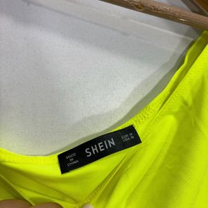 shein fitted one shoulder neon top