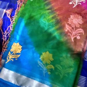 Multi Colour Organza Saree