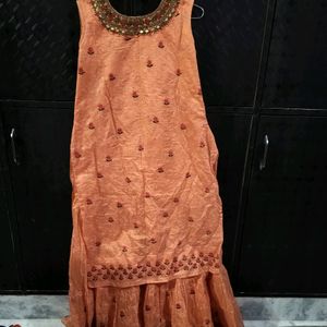 full length dress orange colour