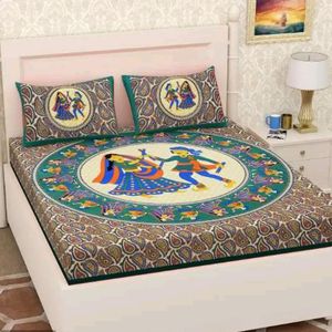 Fancy Cotton Single Bedsheets With 1 Pillow Cover