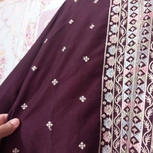 Wine Color Kurta Set