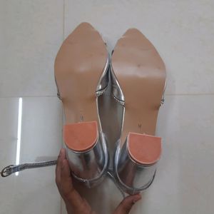 Silver Shining Heels For Women