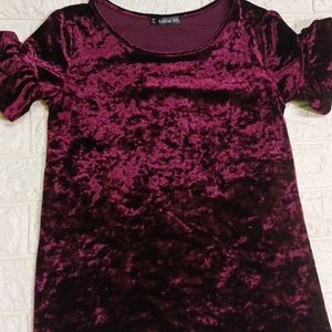 Shein Maroon Velvet Top