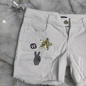 Branded White Shorts