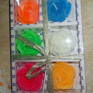 Rose Flower Floatting Candles 6 Multi Colour Diya