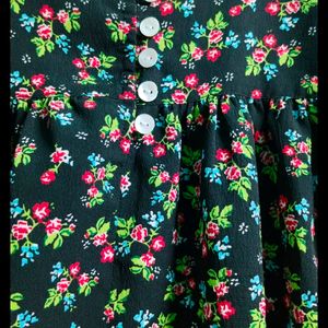 Black Colour Floral Design Top