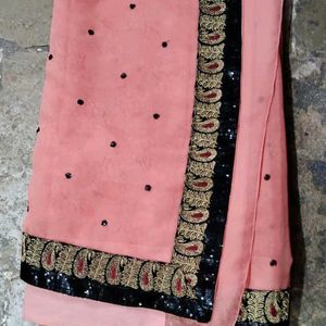 Peach Heavy Partywear Saree