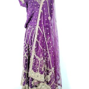 Purple Embroidery Printed Lehanga Choli (Women)