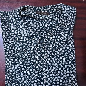 Black Flower Print Shirt For Women