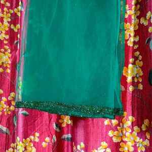 Shimmery Crop Top Lehenga Set With Dupatta 💚