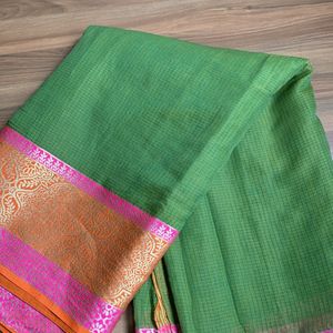 A Pretty Lime Green Saree With Blouse (XL Size)